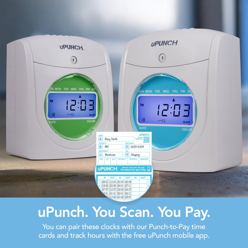uPunch FN1000 Smart Time Clock System for Small Business: Auto Align Punch Clock with Free Mobile App for Digital Time Card Management and Payroll - Image 4